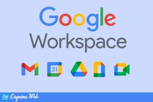 Logo de Google Workspace con los íconos de Gmail, Calendar, Drive, Documentos y Meet