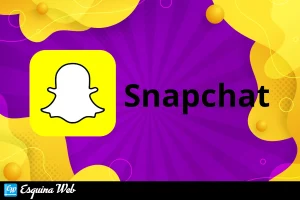 Logo de Snapchat en fondo púrpura y amarillo con diseño moderno - Esquina Web