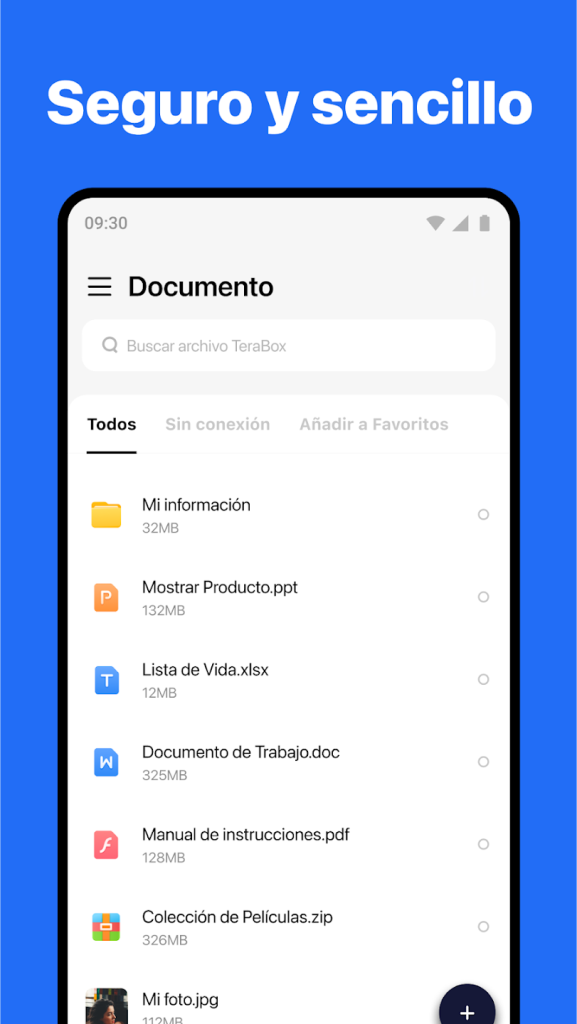Interfaz de Terabox mostrando documentos y archivos almacenados de forma segura y sencilla