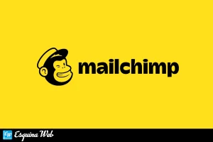 Logo de Mailchimp en fondo amarillo, con el ícono del mono y el texto Mailchimp en negro