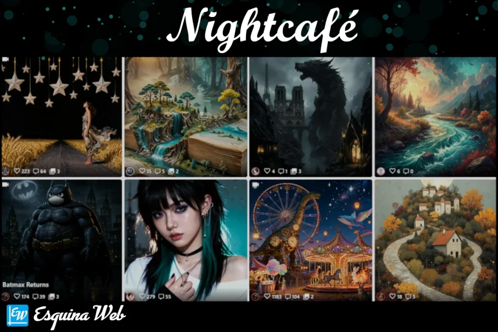 Collage de imágenes de la galería de Nightcafe