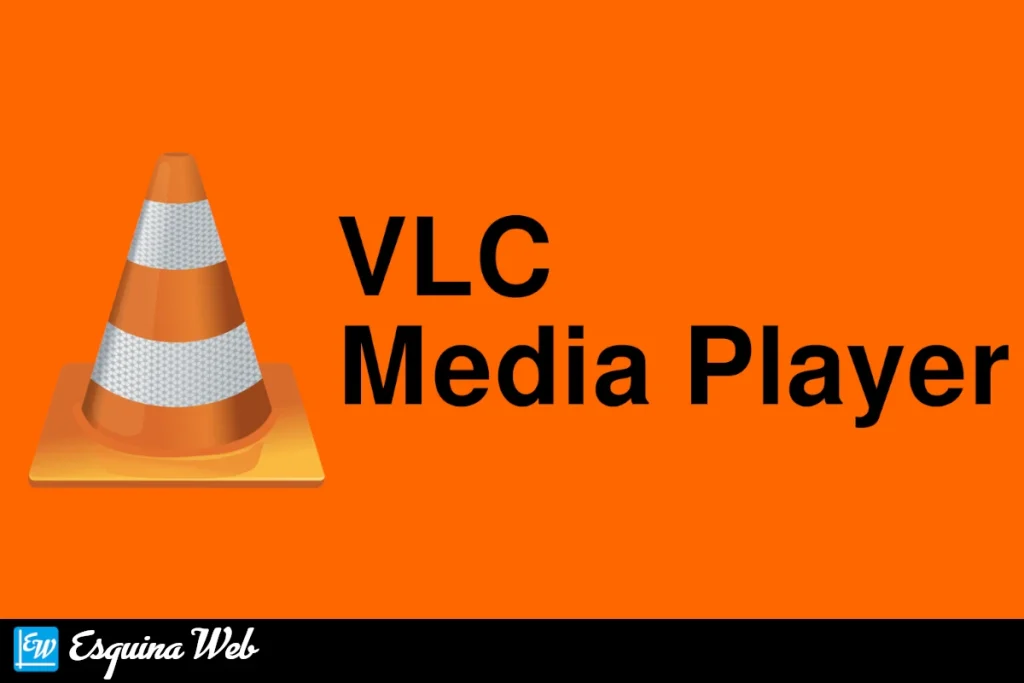 Interfaz principal del reproductor multimedia con fondo negro y logotipo de cono naranja en el centro.