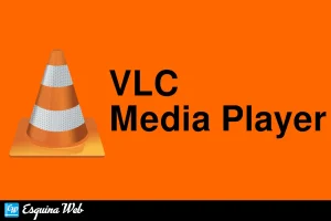 Interfaz principal del reproductor multimedia con fondo negro y logotipo de cono naranja en el centro.