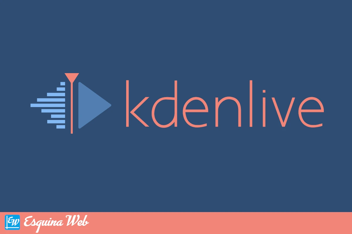 Logo de Kdenlive con diseño en tonos azul y coral para el artículo de Esquina Web
