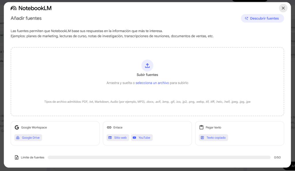 Paso 2 Carga tus Fuentes de Información​