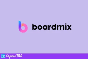 Logo de Boardmix con un fondo morado pastel