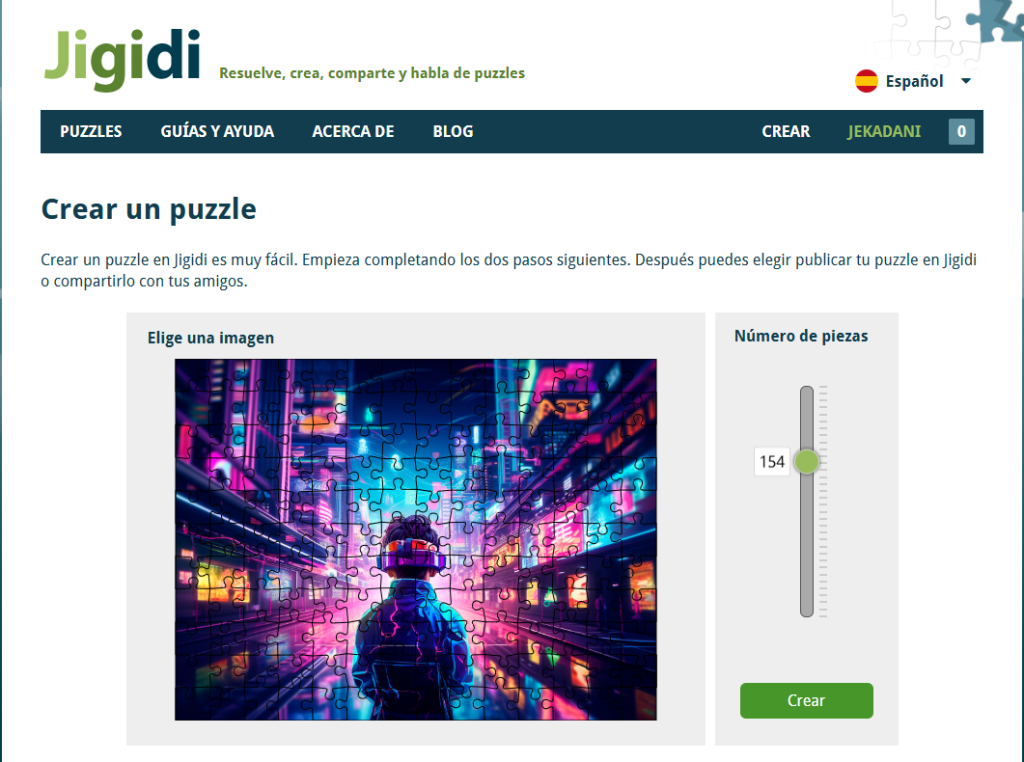 Crear puzzle en Jigidi rompecabezas online gratis