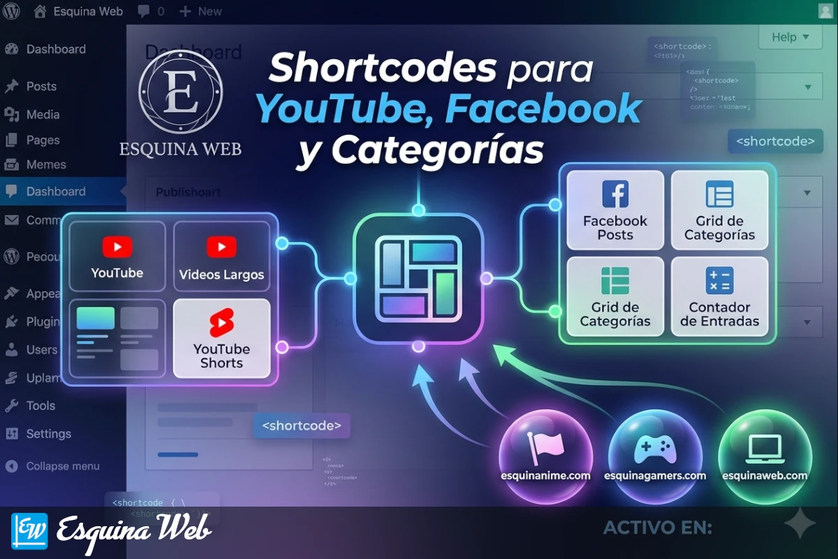 Plugin WordPress Shortcodes para YouTube, Facebook y Categorías EsquinaWeb