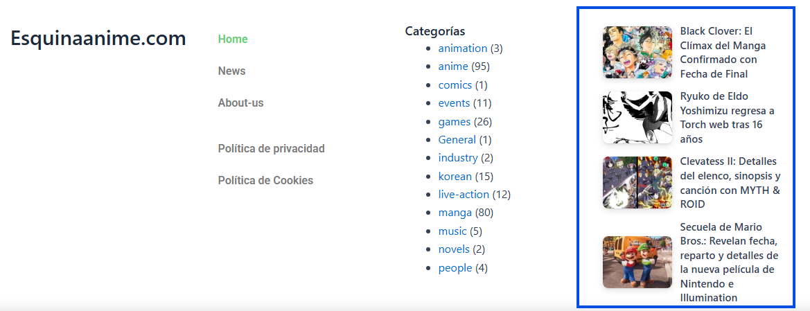 Últimas entradas footer WordPress