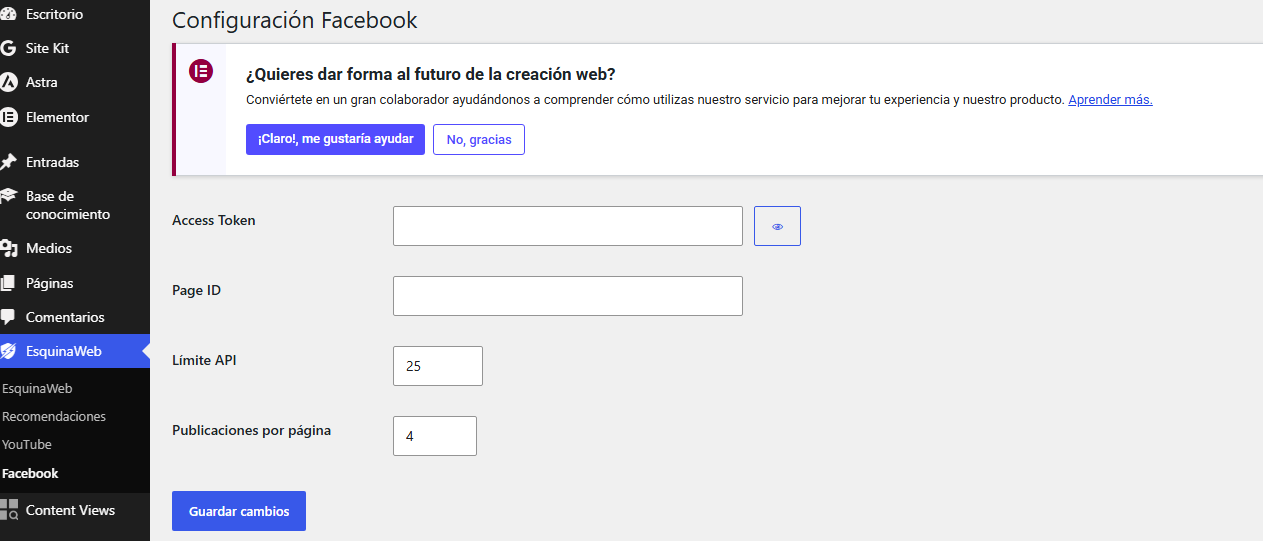 Integración Facebook WordPress