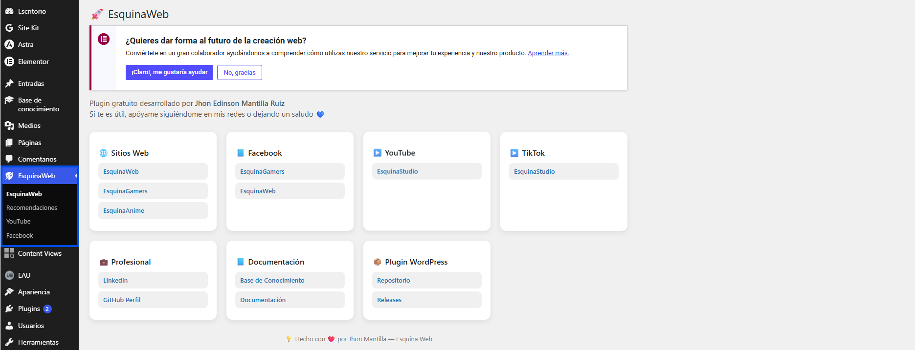 Nuevo menu plugin esquina web