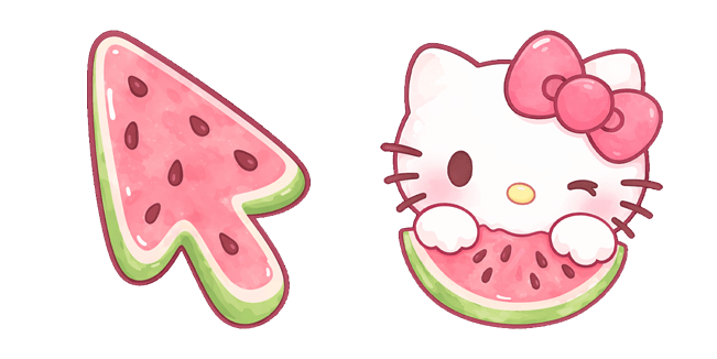 kawaii-hello-kitty-and-watermelon-slice-arrow-custom-cursor