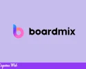 Logo de Boardmix con un fondo morado pastel