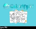 Colorify AI logo con varias páginas para colorear listas para imprimir, incluyendo un niño superhéroe, un monstruo pirata y un conejo. Herramienta gratuita de IA para crear coloring pages.