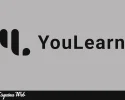 Logo de YouLearn AI sobre un fondo gris, con un ícono abstracto a la izquierda y el nombre “YouLearn” en letras negras grandes al centro, representando la identidad visual de la plataforma de aprendizaje con inteligencia artificial.